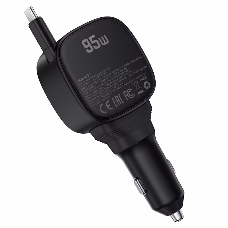 AceFast B17 95W Car Charger with Telescopic Cable - Image 3